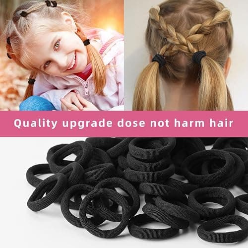 100 Pcs Baby Hair Ties, Seamless Cotton Toddler Hair Ties for Girls and Kids, Black Small Soft Hair Elastics Ponytail Holders thumbnail 4