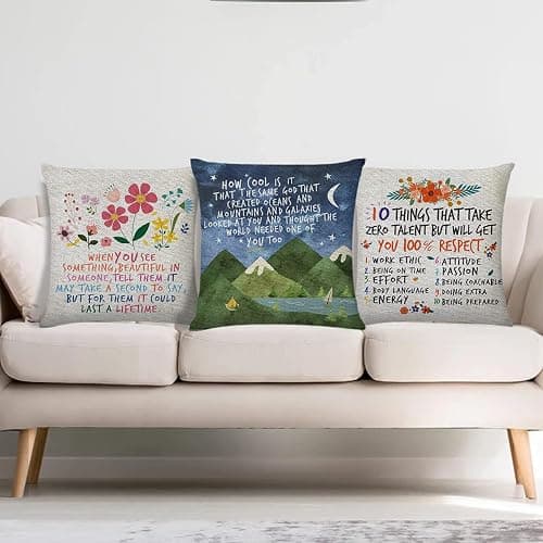 Littlefa Inspiring Gifts Cute Mountains Throw Pillow Cover Mountains Cushion Cover Decorative Pillowcase Living Room Bedroom Decor for Girls Friends Daughter Niece Women - How Cool thumbnail 5