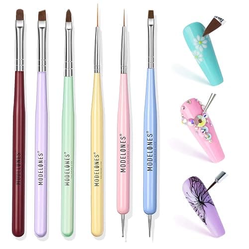 Modelones Nail Art Brushes Set, Nail Brush kit Gel Polish, Extension Gel, Liner, Clean up, Carving, Apex Building, Dotting Pens Professional Tools for Drawing Painting 3D Design Salon & DIY Use thumbnail 9