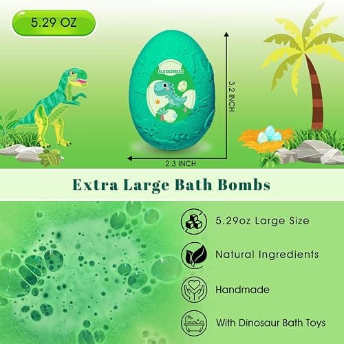 Persidra Kids Bath Bombs with Surprise Inside, XXL Large Dinosaur Bath Bombs 8pcs Bath Bomb Set with Toys Inside, Dino Toy Gifts for Kids Age 3 4 5 6 7 8 9 10 11 12 thumbnail 2