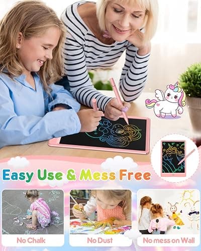 FLUESTON LCD Writing Tablet, 10 Inch Doodle Board Toys Gifts for 3-8 Year Old Girls Boys, Colorful Electronic Board Drawing Pad for Toddler Easter Basket Stuffer for Kids, Educational Travel Toy thumbnail 4