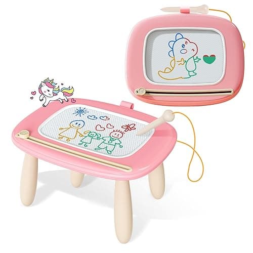 Kikidex Magnetic Drawing Board, Toddler Girl Toys for 1-2 Year Old, Doodle Board Pad Learning and Educational Toys for 1 2 3 Year Old Baby Kids Birthday Gift(Soft Pink) - Soft Pink - Image 1