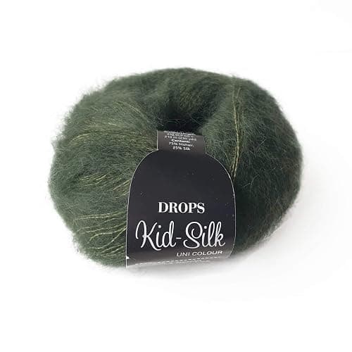 Mohair and Silk Yarn Drops Kid-Silk, 0 or Lace, 2 Ply, 0.9 oz 230 Yards per Ball (19 Dark Green) - Image 1