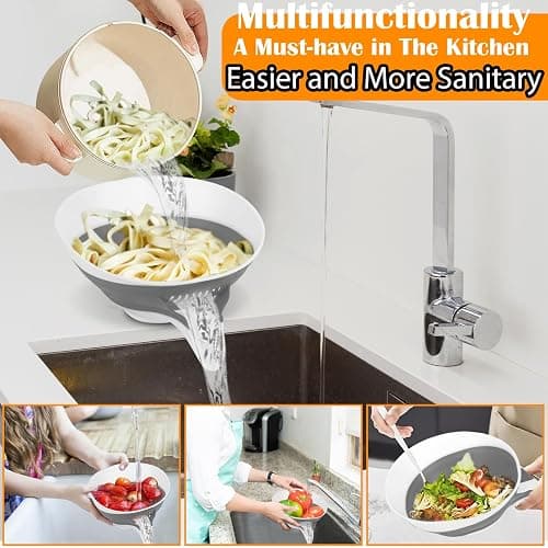 Collapsible Colander - Small Strainer Basket, Side-Drain Design, Dishwasher Safe Food Strainer for Pasta, Fruits, Vegetables thumbnail 4