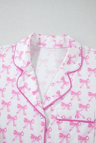 KevaMolly Womens Christmas Lounge Sets Candy Cane Print Pocketed Knotted PJ Set Short Sleeve Xmas Top and Shorts thumbnail 2