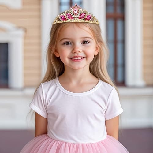 JINSAWW Princess Crown Dress-up Headband Birthday Wedding Gold Crown Halloween Cosplay Hair Accessories for Her thumbnail 3