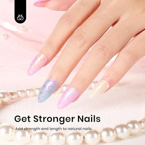 Beetles Builder Gel for Nails,Pearl Shimmer 6 Colors Builder Gel Set for Building Apex & Nail Extension Uv Led White Pink Purple Mermaid Drawing Strengthener for Thin Nails Beauty Gift Sets for Women thumbnail 6