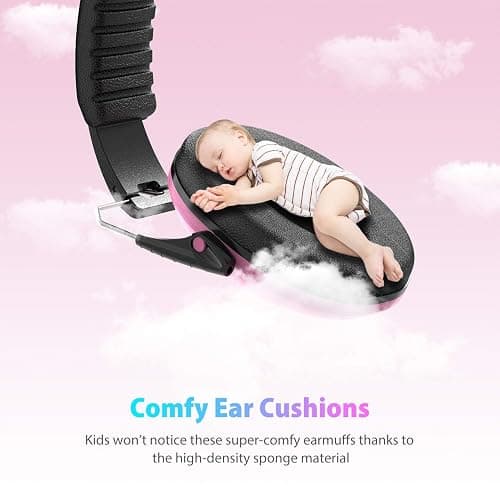 Dr.meter Noise Cancelling Headphones for Kids: EM100 SNR27.4 Kids Ear Protection Earmuffs with Adjustable Headband, Ear Muffs for Noise Reduction in Monster Jam, Concert, Firework, Mowing, Pink thumbnail 6