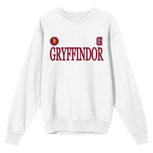 Bioworld Harry Potter Gryffindor Mascot Adult White Crew Neck Long Sleeve Sweatshirt - Image 1