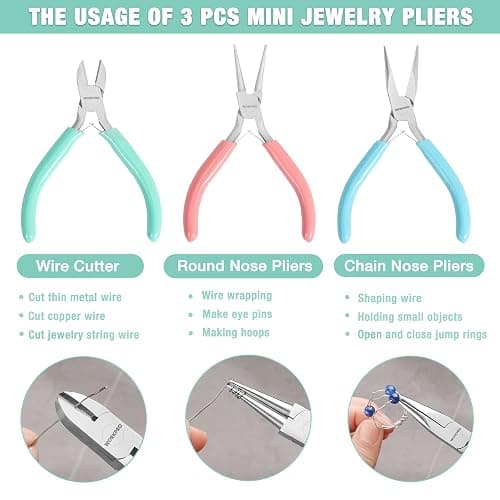 WORKPRO Jewelry Pliers Set, 3 Pack Jewelry Making Tool Kit Includes Mini Needle Nose Plier/Chain Nose Plier, Round Nose Plier and Wire Cutter for Jewelry Repair, DIY Crafts, Jewelry Making Supplies thumbnail 5