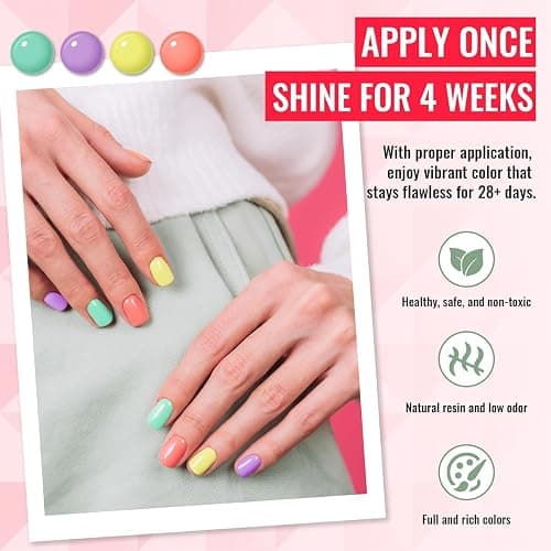 PHOENIXY Gel Nail Polish 42 Color Starter Set | with Base Coat & 4 Effects Top Coat Nail Set Starter Set Gifts for Women Girls thumbnail 4