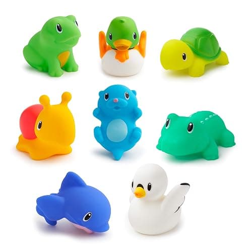 Munchkin Baby Bath Toy Squirts for Babies and Toddlers 9 Months and Up, Lake Animal Squirters, 8 Pack - Image 1