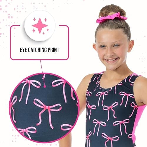Garland Activewear Comfortable Open Back Gymnastics Leotards for Girls, Including Matching Scrunchie thumbnail 3