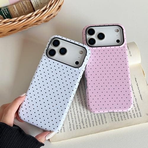 Longlayss Compatible for iPhone 17 Pro Max Case Cute Polka Dot Phone Case | Cute Aesthetic Polka Dot Phone Cover for Women Girl Shockproof Slim TPU and Hard PC Protective Cover (White) thumbnail 3