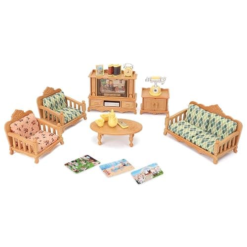 Dollhouse Furniture Set for Kids Toys Miniature Doll House Accessories Pretend Play Toys for Boys Girls & Toddlers Age 3+ with Living Room, Sofa, TV... - Image 1