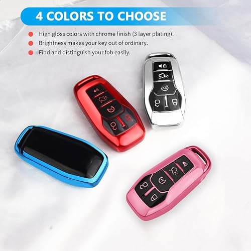 QBUC Ford Key Fob Cover with Keychain, Shell Compatible with Ford Explorer, F150, Lincoln MKC, MKX, MKZ, Fusion, Mustang, Edge Remote Vehicle Accessories (Silver) thumbnail 6