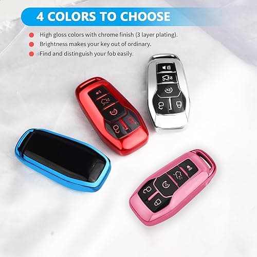 QBUC Ford Key Fob Cover with Keychain, Shell Compatible with Ford Explorer, F150, Lincoln MKC, MKX, MKZ, Fusion, Mustang, Edge Remote Vehicle Accessories (Silver) thumbnail 7