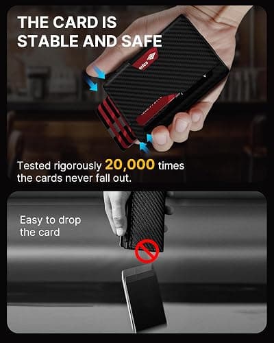 typecase Wallet for Men: Rfid-blocking with Money Clip Slim Leather Bifold ID Window Smart Pop Up Card Case Front Pocket Wallet with Gift Box (Carbon Fiber Black) thumbnail 8