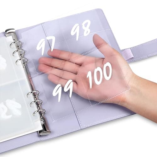 MUQING 100 Envelopes Money Saving Challenge Binder, Inside Sheets Silkscreen, Reusable Tracker, Money Saving $5050 Binder (Purple) thumbnail 3
