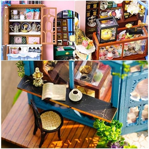 CUTEBEE Dollhouse Miniature House with Furniture, DIY Dollhouse Kit with Dust Proof, Music Movement, 1:24 Scale Creative Room for Gift for Family and Friends (Rose Garden Tea House) thumbnail 4