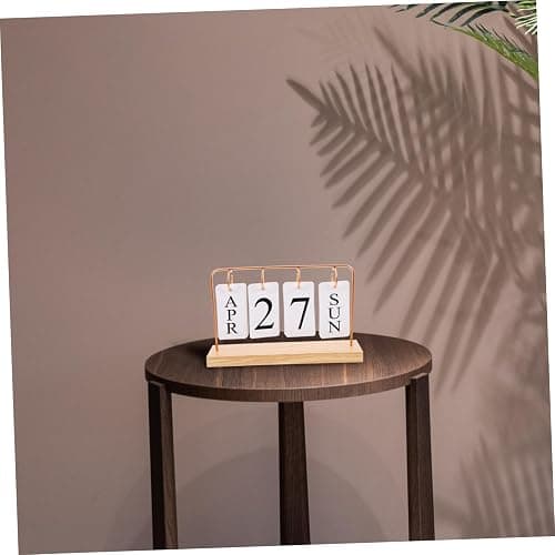 DOITOOL Perpetual Flip Desk Calendar with Wooden Base Reusable Retro Desktop Calendar for Office and Home thumbnail 8