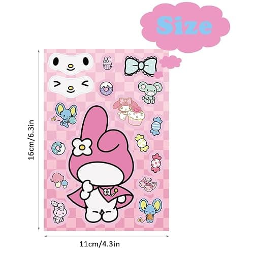 Cute Anime Stickers, 24Sheets Make Your Own Cartoon Anime Stickers, Make a Face Sticker, Classic Anime Themed Decals, Art Craft Party Supplies thumbnail 3