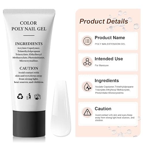 JEWHITENY 2PCS 25g Poly Nail Gel Clear Poly Gel Builder Natural Looking And Long Lasting,Trendy Nail Art Design Salon Professional Technician Tool for Beginner Need U V Lamp Curing thumbnail 9