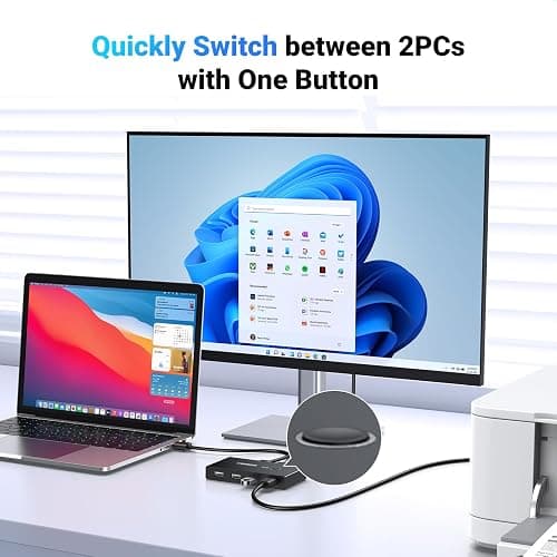 UGREEN USB Switch Selector 2 Computers Sharing 4 USB Devices USB 2.0 Peripheral Switcher Box Hub for Mouse Keyboard Scanner Printer PCs with One-Button Swapping and 2 Pack USB A to A Cable thumbnail 3