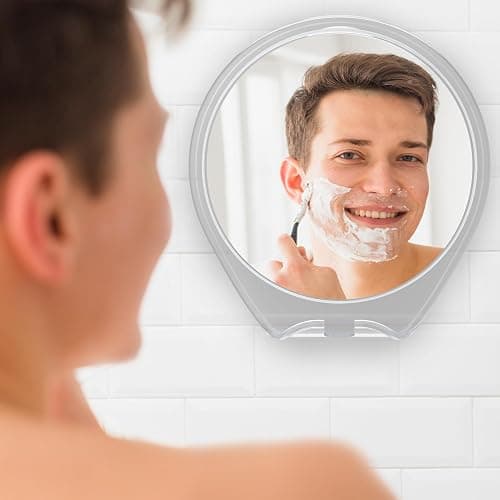 HONEYBULL Fogless Shower Mirror with Suction Mount & Swivel – Anti-Fog Acrylic Bathroom Mirror for Shaving – Built-in Razor Holder, Easy Install, Home Shower Accessory (White) thumbnail 2