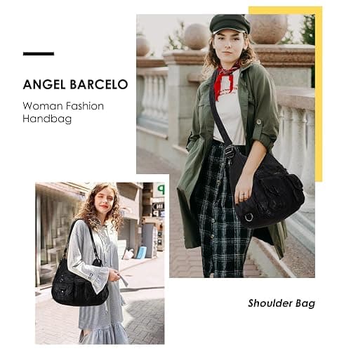 Angel Barcelo Women Multifunctional Soft Leather Handbag Purses Shoulder Hobo Backpack Crossbody Zipper Bag with Pocket thumbnail 7