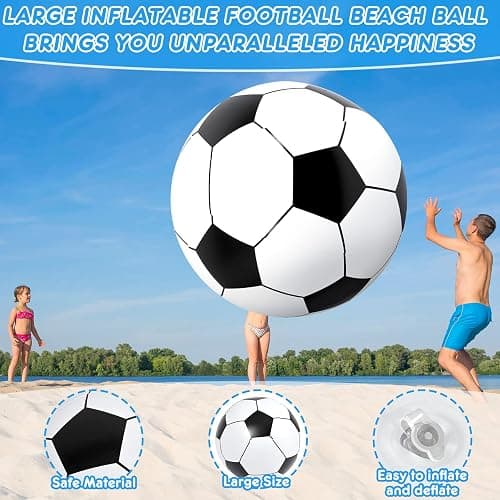Lewtemi Big Inflatable Giant Soccer Ball Large Inflatable Beach Sport Ball Pool Party Decoration Toys Oversized Jumbo Beach Toy for Pool Water Sports Games thumbnail 3