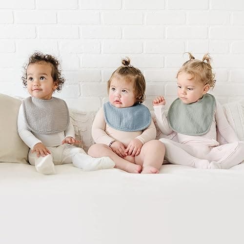 Konssy 6-Pack Muslin Baby Bibs for Boys & Girls, Soft Cotton Absorbent Bandana Drool Bibs for Drooling & Teething thumbnail 3