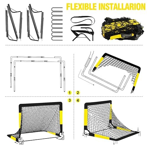 Kids Soccer Goal for Backyard Set - 2 Set of 7X5 / 6X4 ft Toddler Soccer Nets Training Equipment, Soccer Ball, Pop Up Portable Soccer Set for Kids and Youth Games and Training Goals Ages 3-16 Gift thumbnail 7