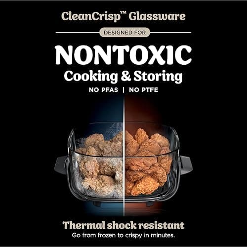 Ninja Crispi Air Fryer, Microwave, Freezer & Dishwasher Safe, Non Toxic Glass Portable Cooking System, 4 QT & 6 Cup Glass Containers with Storage Lids, Easy Meals, Air Fry, Bake, Stone, FN101ST thumbnail 5
