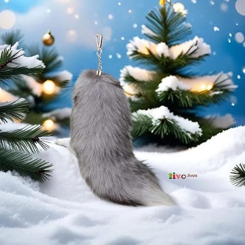 Iivos Fluffy Therian Fox Tail Keychain - Soft Plush Accessory for Cosplay, Ren Faire, and Everyday Use - Detailed Design thumbnail 5