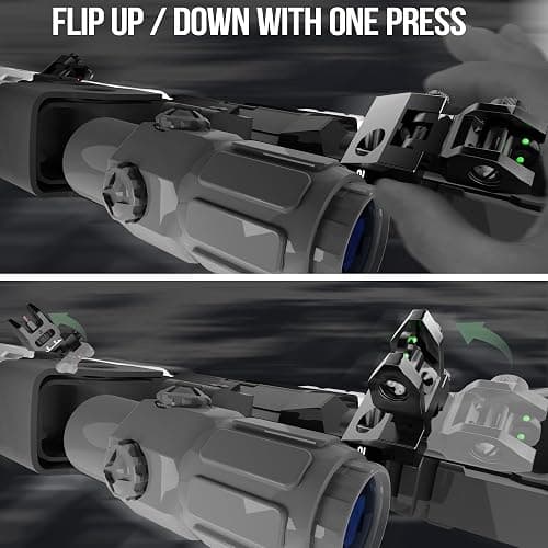 Visiofire 45 Degree Offset Iron Sights| Flip Up Fiber Optic Sights with Red Green Dots| Tool-Free Adjustable Back Up Canted Iron Sights Rapid Transition thumbnail 3