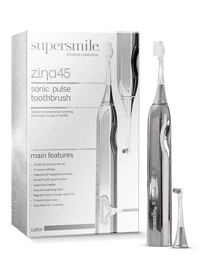 Supersmile Zina45™ Deluxe Sonic Pulse Toothbrush – Rechargeable Electric Brush with Angled Head & Travel Case – for Whiter Teeth and Healthier Gums thumbnail 2