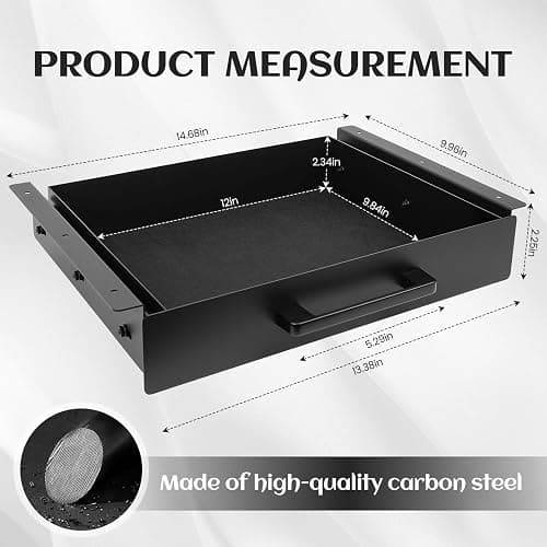 Huiyangteng Under Desk Drawer Slide Out,Under Desk Shelf,Drawers for Under Desk,Home Office Storage Organizer, Black（12inch） thumbnail 2