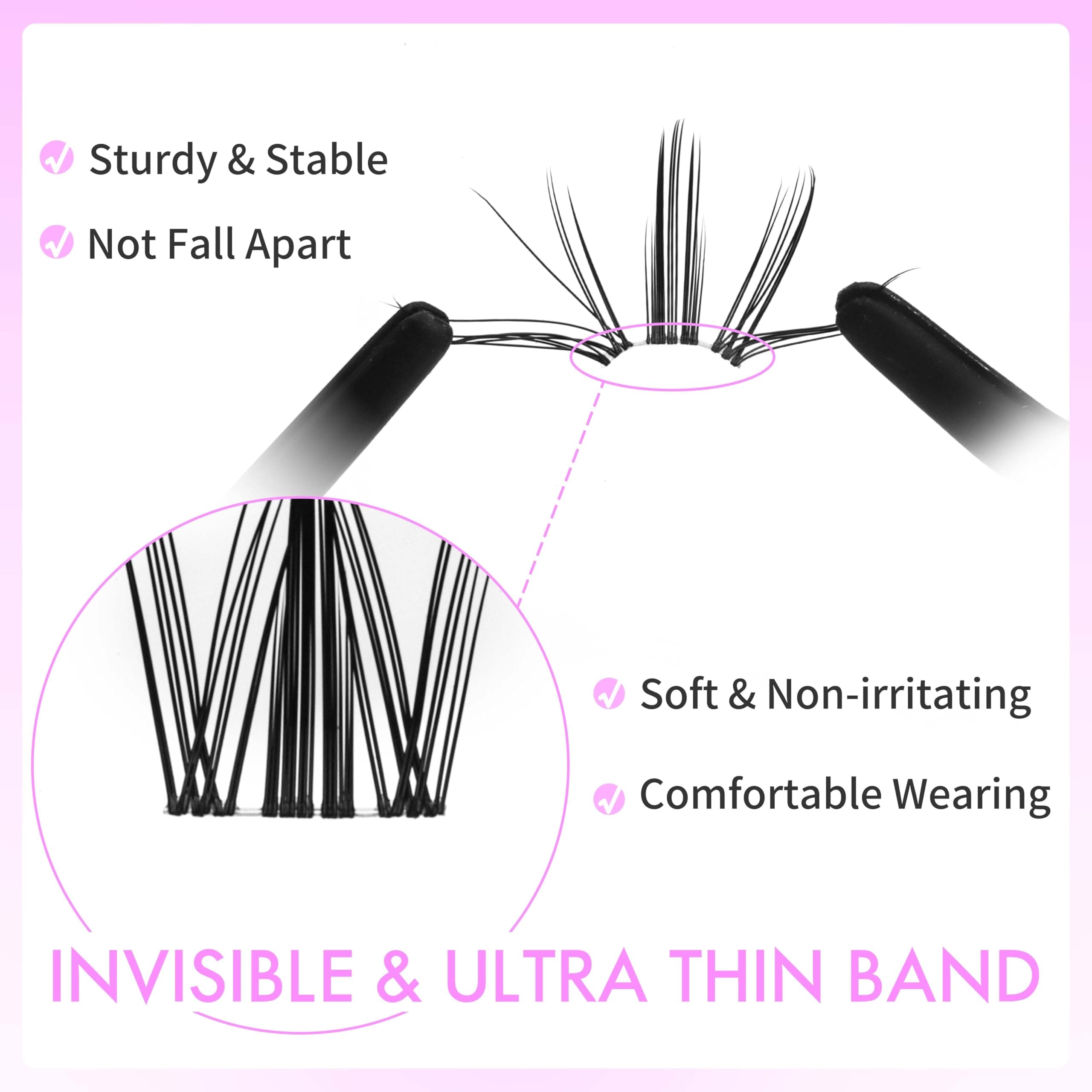 VEYESBEAUTY Lash Clusters Individual Eyelash Extensions Thin & Invisible Band DIY False Eyelashes for Self-application Newbie's Five-Second Series Natural Wispy Lash Tray, Manga 8-18mm Mixed Length thumbnail 4
