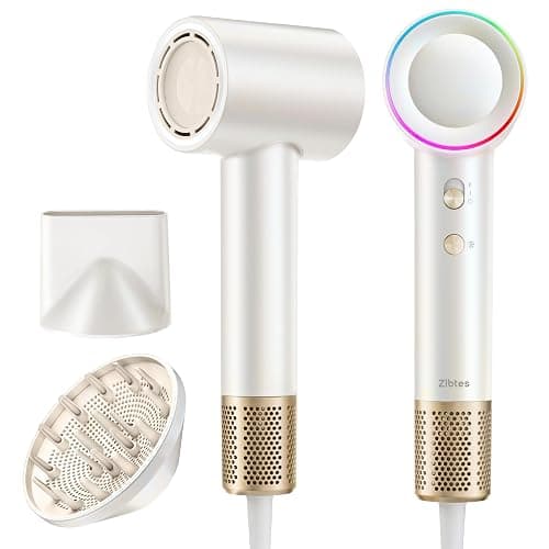 High-Speed Hair Dryer, 160,000 RPM Brushless Motor for Ultra-Fast Drying,500M Ionic Negative for Frizz Reduce, Low Noise Thermo-Control Blow Dryer with Diffuser for Curly Hair Women and Men,White - Image 1