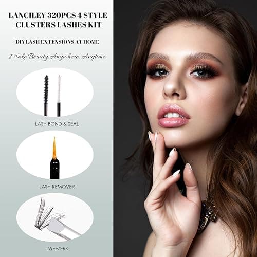 Lash Clusters 320PCS 12-20MM 30D+40D+80D+100D DIY Eyelash Extensions Kit Natural Individual Lashes Thick Volume Eyelash Clusters D Curly Lash Extension kit with Bond + Seal + Remover + Tweezers-4 thumbnail 4