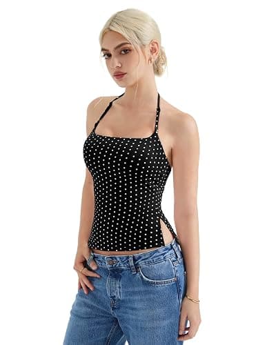 SUUKSESS Women Halter Double Lined Tank Top Backless Going Out Camisole Crop Top thumbnail 3