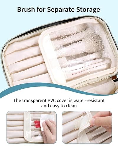 Wandering Nature Makeup Bag, Travel Make Up Bag with Divider, Makeup Case Organizer for Women in Fabric, Black thumbnail 5