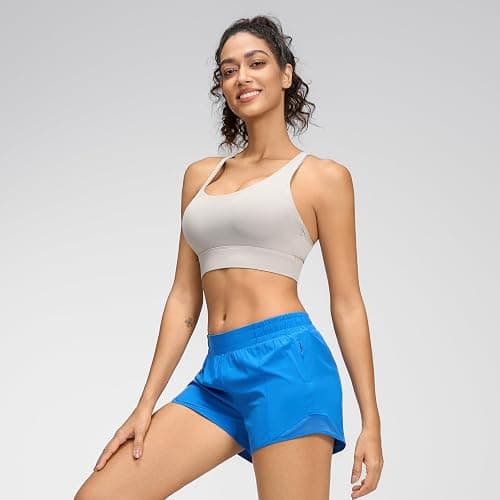 MCEDAR Women's Low Waisted Running Shorts 4" with Mesh-Lined Active Workout Quick Dry Gym Athletic Sports Short Zip Pocket thumbnail 4