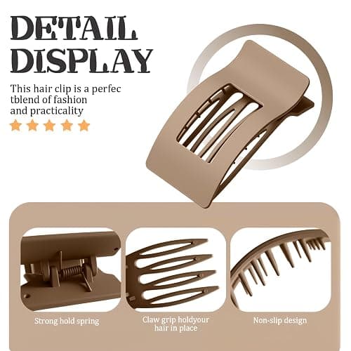8 PCS French Flat Hair Clips for Women Girls,Matte Lay Flat Claw Clips, Large No-Slip Claw clips for Thick & Thin Hair, Strong Hold Styling Barrettes Accessories for Daily Styling thumbnail 5