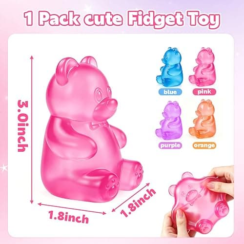 Bear Squishy, Stress Bear Taba Squishy, Taba Squishy Toys for Kids, Stress Balls Valentines Day Gifts Birthday Gifts Party Favors-Rosy thumbnail 2