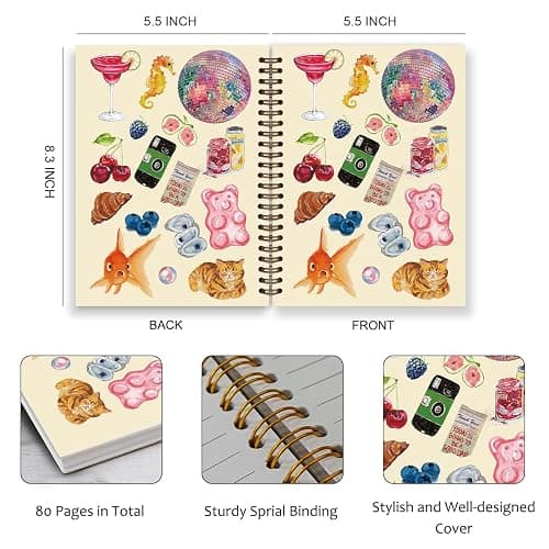TFKFJLF Cute Y2K Girly Notebook for Teen Girls, Cute Composition Notebook, Cute Cherry Stuff Notebooks Spiral Journal for Girl Women, Preppy School Supplies College Notebook 5.5x8.3 thumbnail 3