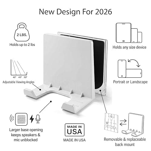 AIRSTIK Cell Phone Holder for Glass Shower, Mirror & Window, White | Universal Micro-Suction Mount, Removable Back Plate, Reusable & Waterproof, For Bathroom, Kitchen, Dorm, Gym, Made in USA thumbnail 2