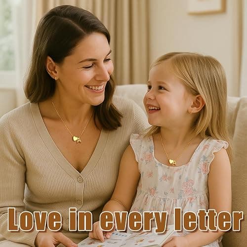 Inerney Gold Heart Initial Necklace for Women 14K Gold Plated A-Z Letter Pendant Necklace Dainty Tiny Heart Monogram Necklace Personalized Name Necklace Gift Jewelry for Women thumbnail 6