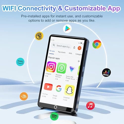 Conrain 80GB mp3 Player with Bluetooth and WiFi, 4.02" Touchscreen Android MP3 Player with 13MP Rear Camera, MP4 Music Player for Kids with Spotify, Deezer, Amazon Music, Audible thumbnail 2